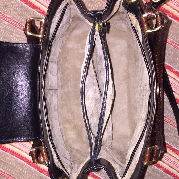 Brahmin Vintage Black and Brown Moc Croc Leather - Picture 4 of 7